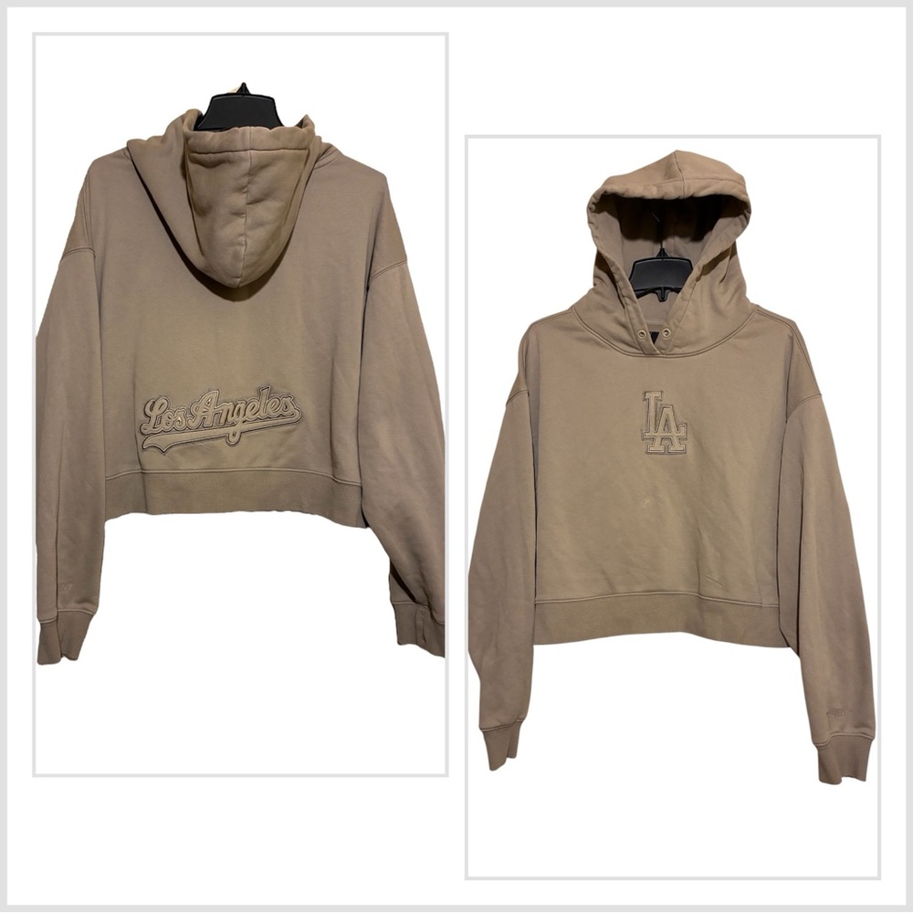 Pro Standard Los Angeles LA Dodgers fleece hoodie in Taupe Women’s L MLB Cropped